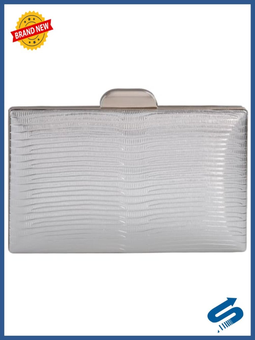 Metallic Hard Case Clutch – Evening Bag with Chain Strap, Flip Clasp,